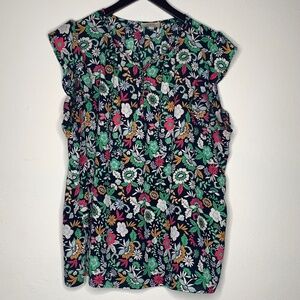 Loft Outlet Floral Sleeveless Button Down Blouse Summer Spring Women’s SZ XL